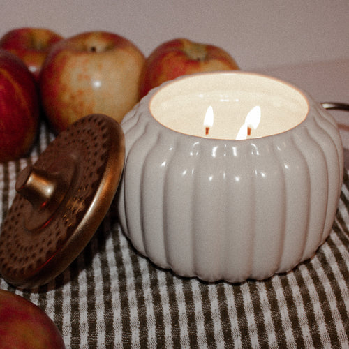 Ceramic Pumpkin- Coconut Wax Candle (18oz)