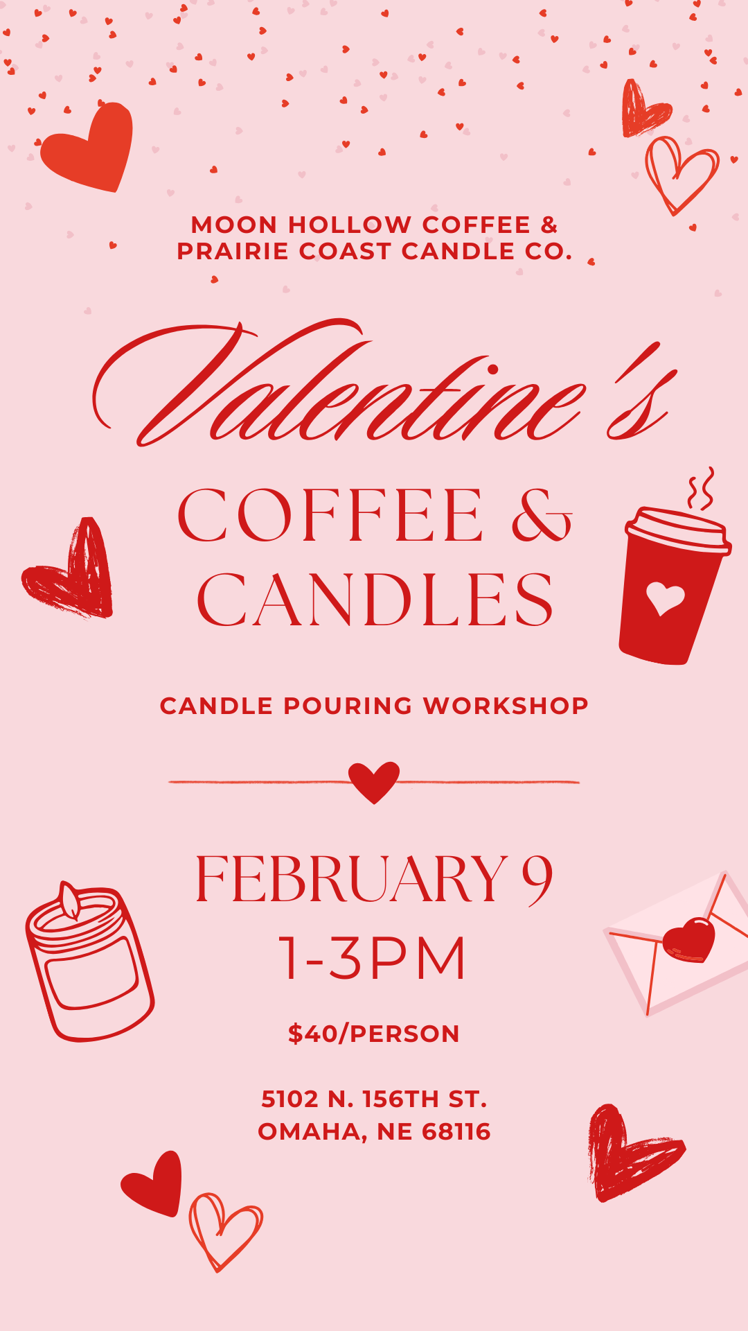 Valentine's Candle Pouring Workshop at Moon Hollow Coffee